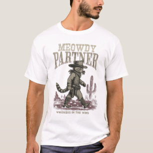 Camiseta Meowdy Partner Whiskers In The Wind Cowboy Cat