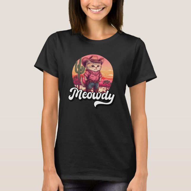 Camiseta Meowdy Texas Cat Meme Country Music Cowgirl Cute C (Anverso)