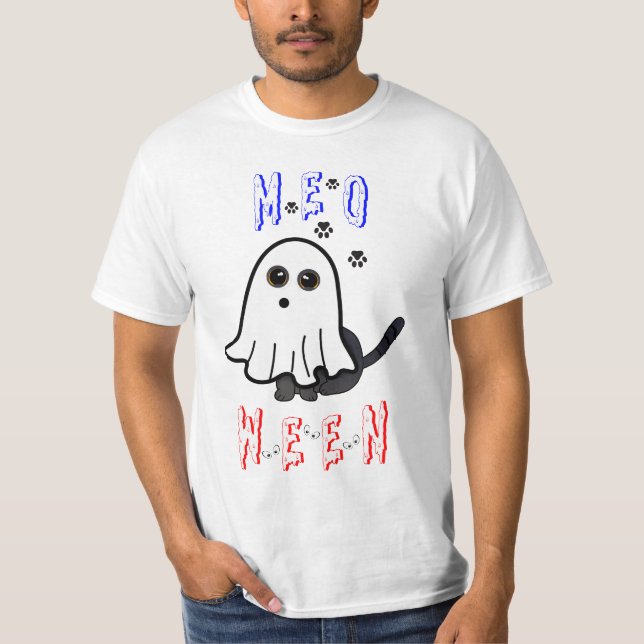 Camiseta Meoween Ghost Kitten 31 Cat USA Octubre Halloween (Anverso)