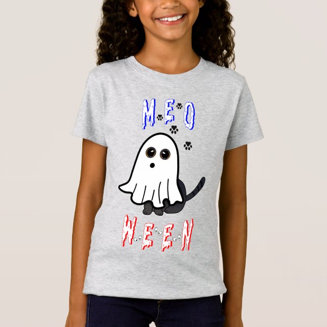 Camiseta Meoween Ghost Kitten 31 Cat USA Octubre Halloween (Anverso)