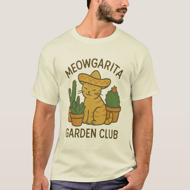 Camiseta Meowgarita Garden Club - Cat & Cactus Tee (Anverso)