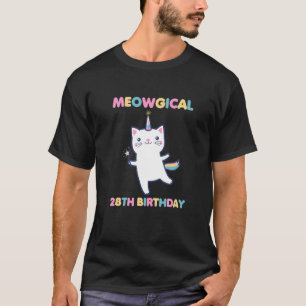Camiseta Meowgical 28H Birthday Kitty Gato De 28 Años