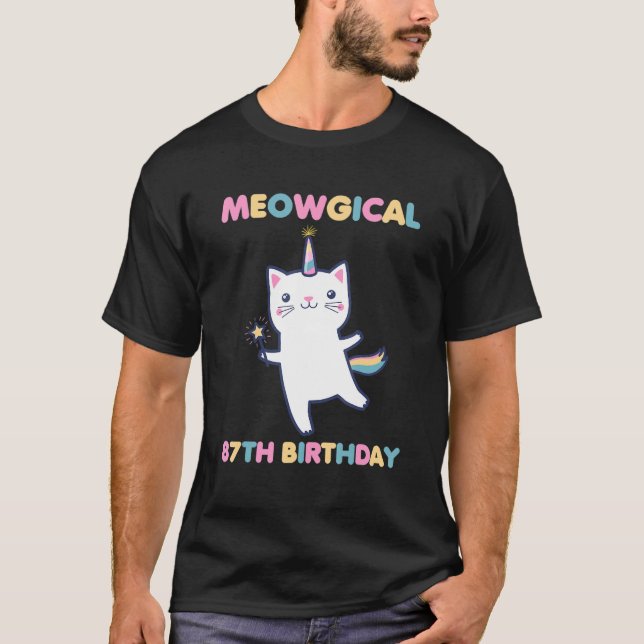 Camiseta Meowgical 87th Birthday Kitty Gato de 87 años (Anverso)