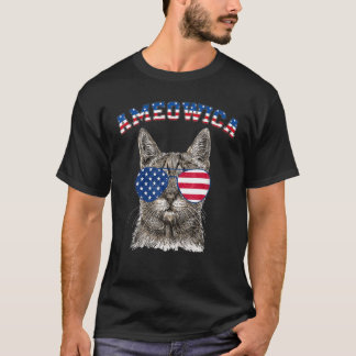 Camiseta Meowica 4 De Julio Atrapa La Bandera Americana Gaf