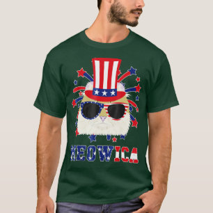 Camiseta Meowica American Curl Cat 4 De Julio