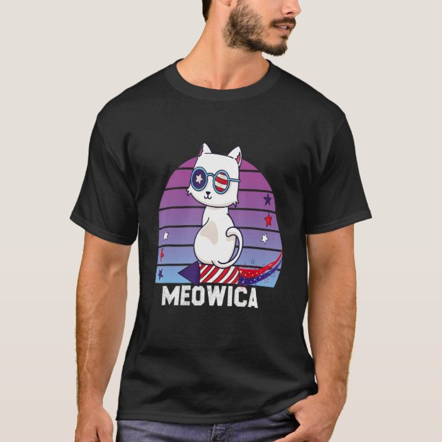 Camiseta Meowica Cat 4 De Julio Merica Usa Gatos Estadounid (Anverso)