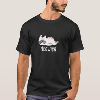 Camiseta Meowica Cat Bandera USA Gracioso Humor Animal Patr