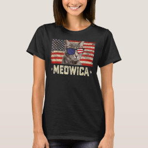 Camiseta Meowica Cat Cuarto 4 De Julio Patriótico Eeuu Amer