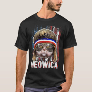 Camiseta Meowica Cat Mullet American Flag Patriotic 4th Of 