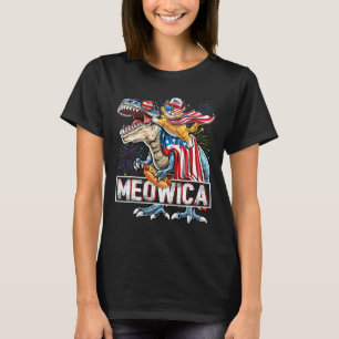Camiseta Meowica Cat T Rex Dinosaur 4 De Julio American Fl