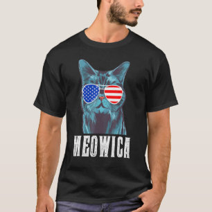 Camiseta Meowica Cool Cat 4 De Julio De La Bandera American