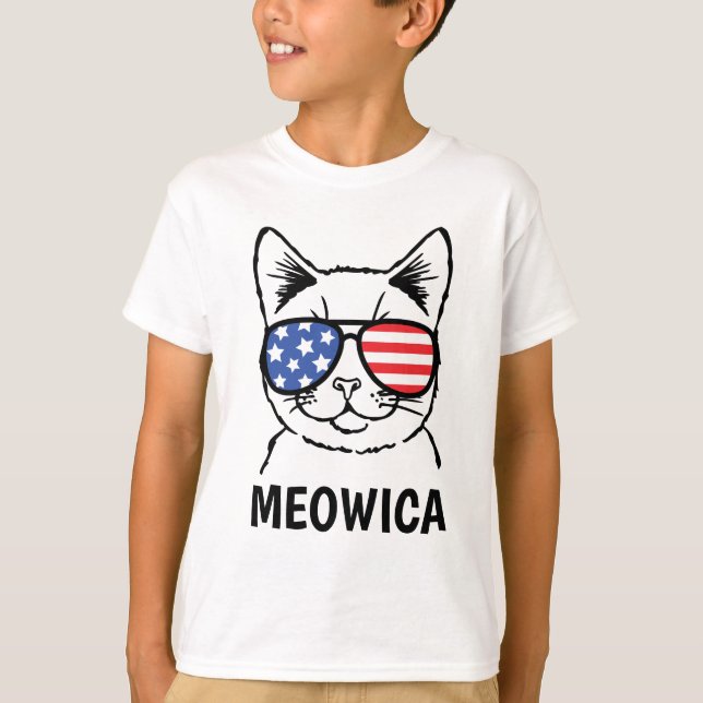 Camiseta Meowica embroma la camisa, gato divertido, (Anverso)