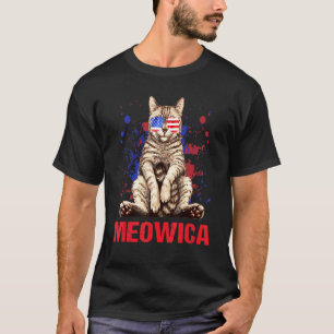 Camiseta Meowica Gatito Usa Gato Con Gafas De Sol De Bander