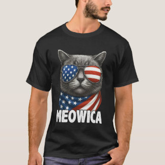 Camiseta Meowica Gato Americano 4 De Julio Día De La Indepe