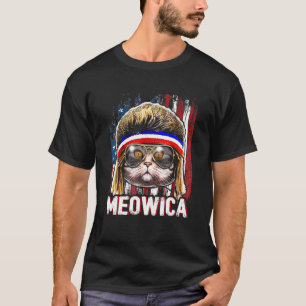 Camiseta Meowica Gato Mullet Bandera Americana Patriótica 4