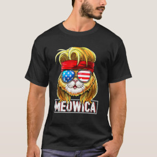 Camiseta Meowica Gato Mullet Bandera Americana Patriótica 4