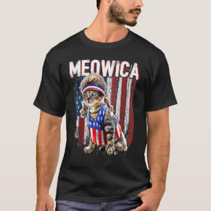 Camiseta Meowica Gato Mullet Bandera Americana Patriótica 4