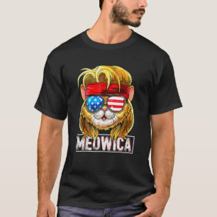 Camiseta Meowica Gato Mullet Bandera Americana Patriótica 4