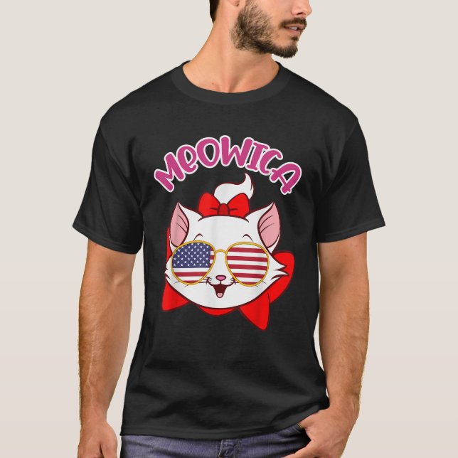 Camiseta Meowica lindo gato cristal de sol Estados Unidos P (Anverso)