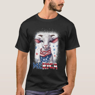 Camiseta Meowica Patriotic Goat 4 De Julio Fuegos Artificia