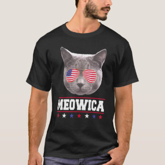 Camiseta Meowica Patriótico 4 De Julio Gato Gato Con Gafas
