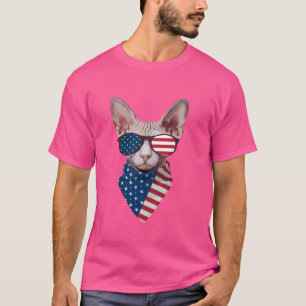 Camiseta Meowica Sphynx Cat Bandera De Estados Unidos Graci