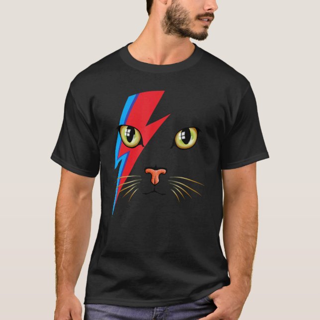 Camiseta Meowie Bowie Cat Retro Kitty Cat Glam Rock (Anverso)