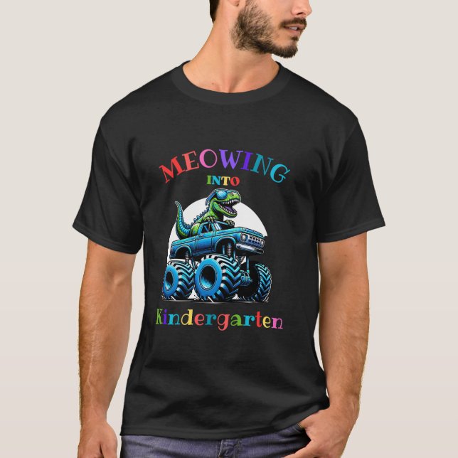 Camiseta Meowing In Kindergarten Funny Dinosaur Monster T (Anverso)
