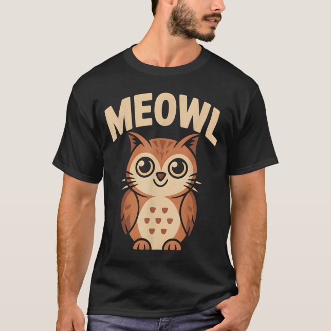 Camiseta Meowl Cat Owl Hybrid Funny Meme Brain Rot Gen Alph (Anverso)