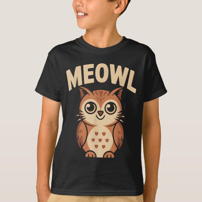 Camiseta Meowl Cat Owl Hybrid Funny Meme Brain Rot Gen Alph (Anverso)
