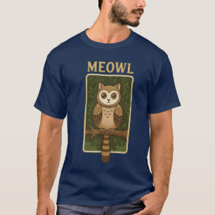 Camiseta Meowl Divertido Meow Gato Búho Brainrot Memeeen Ju