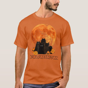 Camiseta Meowloweentown Funny Black Cat Lover Halloween Cos