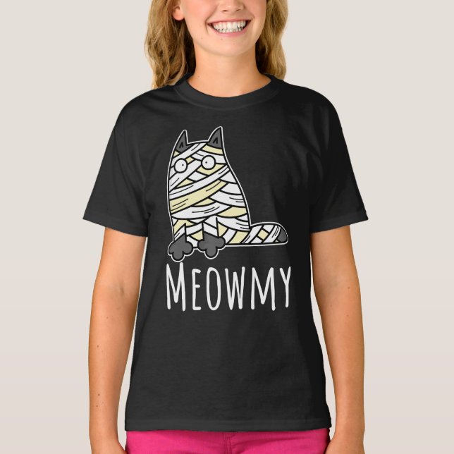 Camiseta Meowmy Mummy Cat - Mascota divertida Halloween (Anverso)