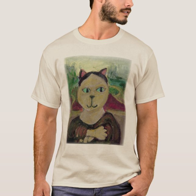 Camiseta Meowna Mona Lisa Fun Cat Clásico Arte Pintado (Anverso)