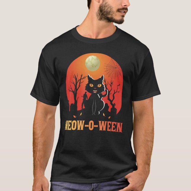 Camiseta Meowoween Meow-O-Ween Cat Halloween (Anverso)