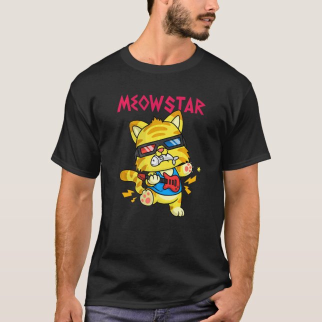 Camiseta Meowstar Y Larga Vida Al Rock Y Al Rollo (Anverso)