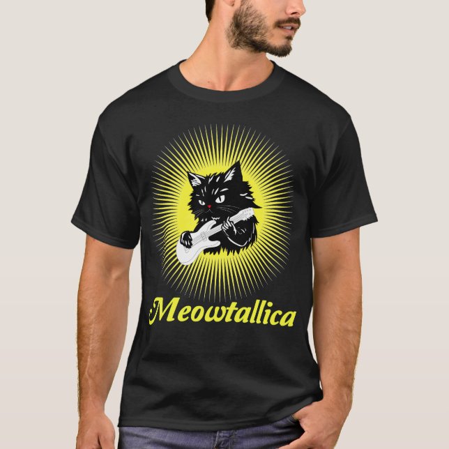 Camiseta Meowtallica Gráfico: Vibraciones de Estrella de Ro (Anverso)