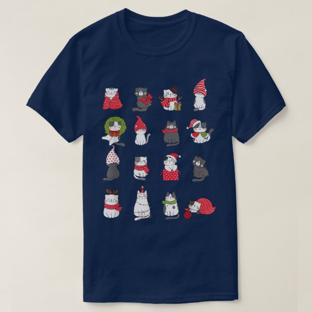Camiseta Meowy Cat Christmas Cute Santa Cats lovers  (Diseño del anverso)
