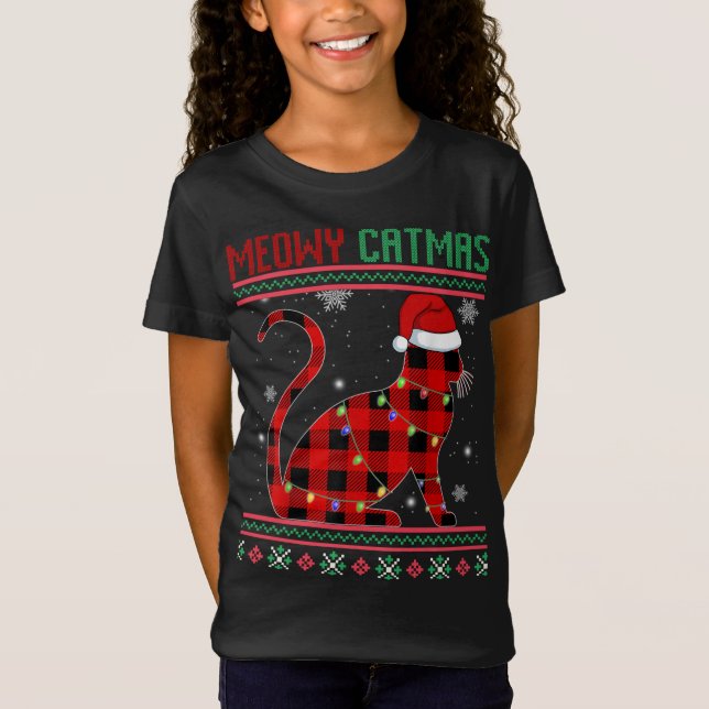 Camiseta Meowy Catmas atrapó a Gatito Gatito Navidades feos (Anverso)