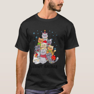 Camiseta Meowy Catmas Cat Árbol de Navidad Chicas Boys Fu