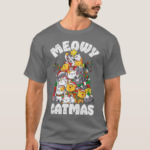 Camiseta Meowy Catmas Cat Árbol de Navidad Chicas Boys Fu