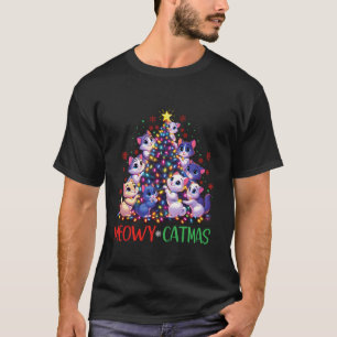 Camiseta Meowy Catmas Cat Árbol de Navidad Niños Chicas Fu