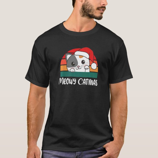Camiseta Meowy Catmas Cat Navidades Pun (Anverso)