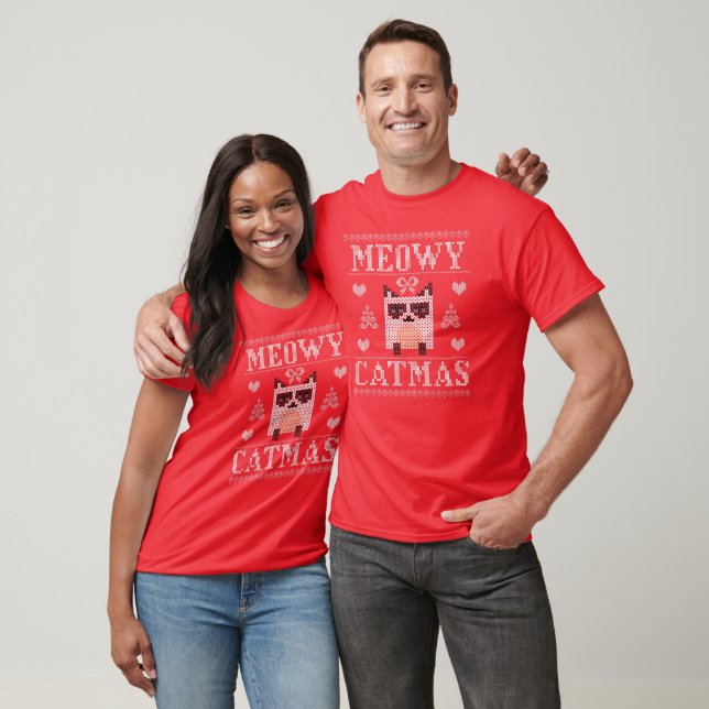 Camiseta Meowy Catmas "de punto" dulce Feliz Navidad (Unisexo)