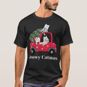 Camiseta Meowy Catmas Funny Navidades Cat Red Truck