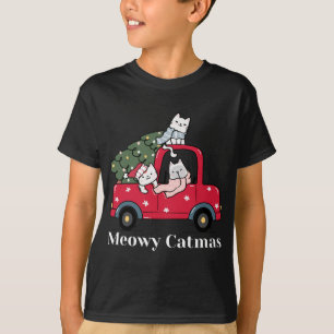 Camiseta Meowy Catmas Funny Navidades Cat Red Truck
