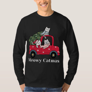 Camiseta Meowy Catmas Funny Navidades Cat Red Truck
