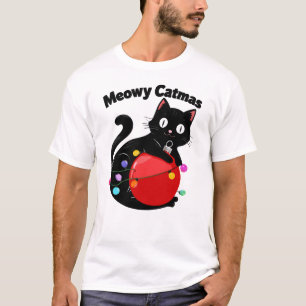 Camiseta Meowy Catmas - Gato con adorno de Navidad