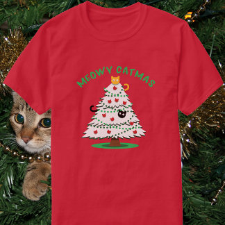 Camiseta Meowy Catmas | Gatos divertidos en el árbol de Nav