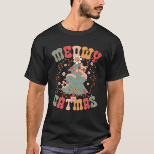 Camiseta Meowy Catmas Groovy Cat Navidades Cute Kitten Sant